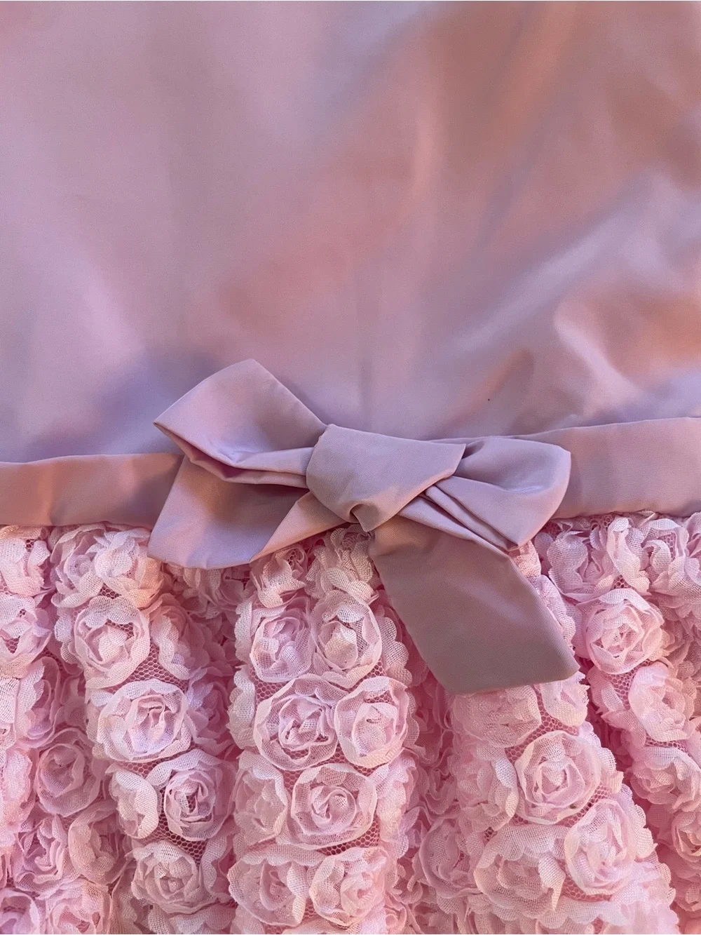 🛒Trajecitos de Bebe Pink Rosette Tulle Baby Dress with Bow